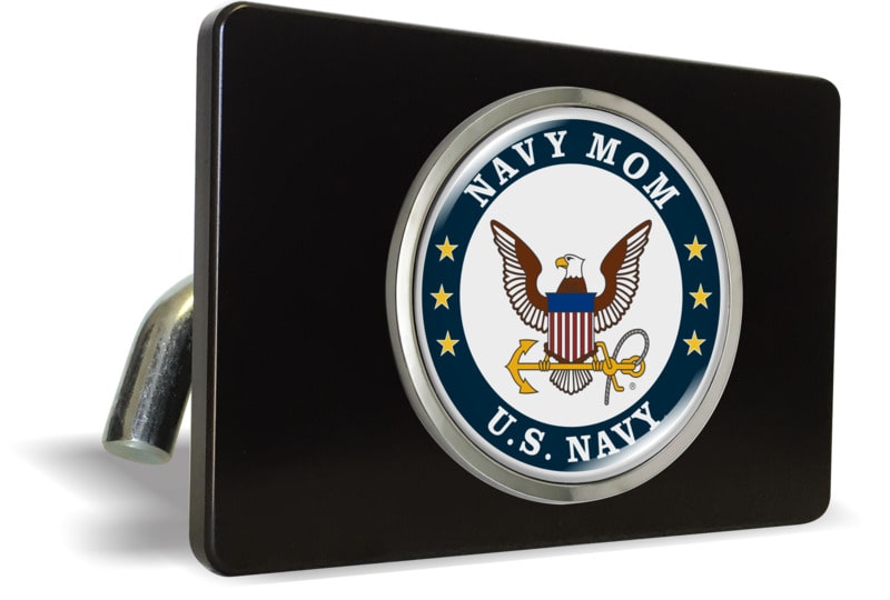 U.S. Navy Mom - Tow Hitch Cover with Chrome Metal Emblem